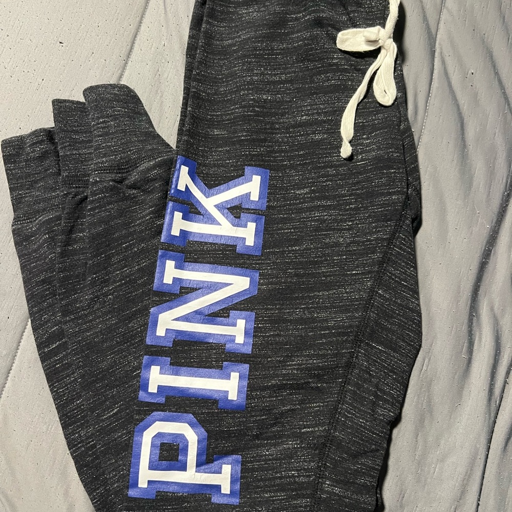 PINK Victoria's Secret Kids Charcoal Joggers with Blue Logo